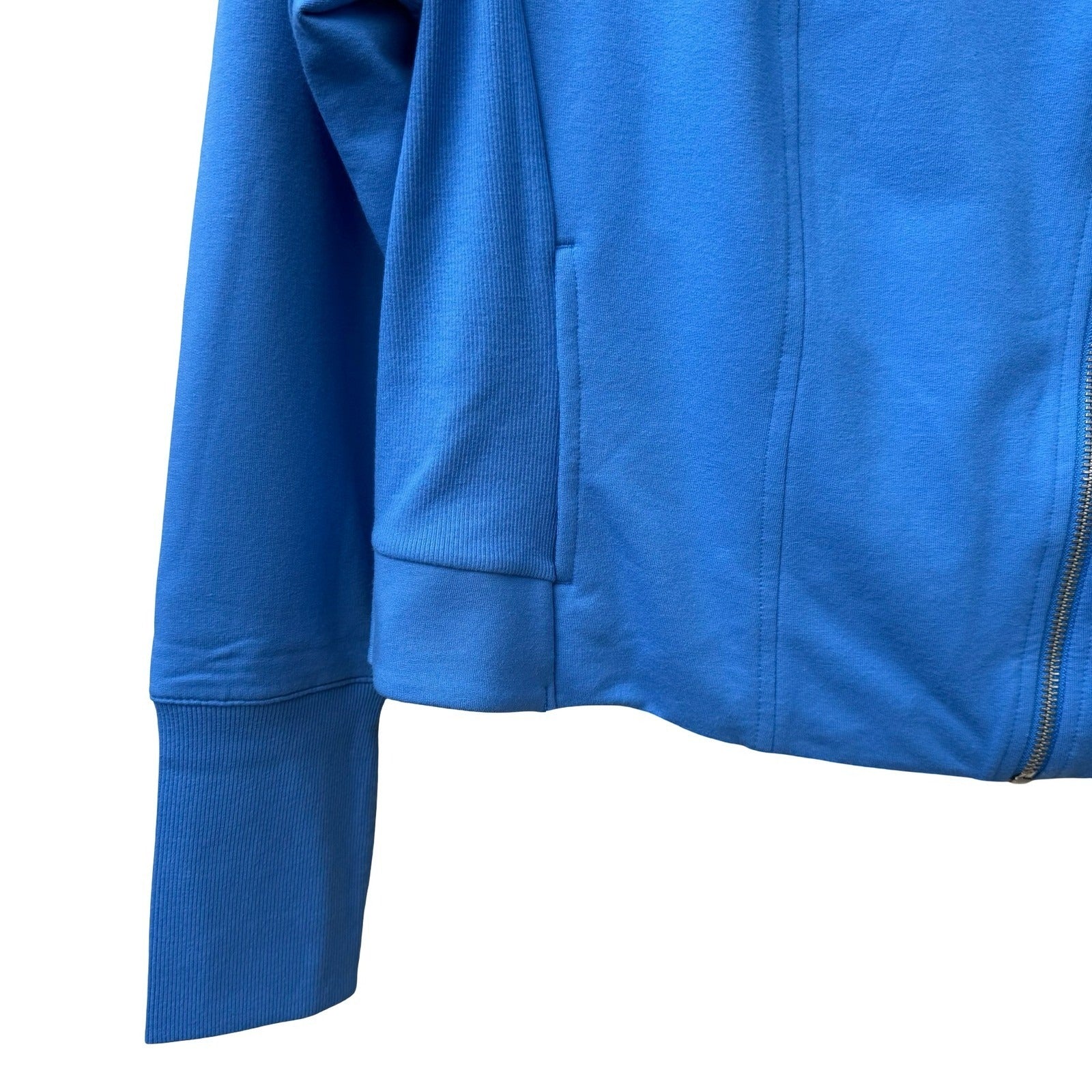 H by Halston Knit Soft Moto Biker Jacket Asymmetrical Zip Blue Womens 12 NEW