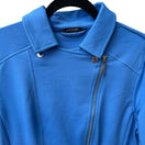 Switch H by Halston Knit Soft Moto Biker Jacket Asymmetrical Zip Blue Womens 12 NEW 3 image