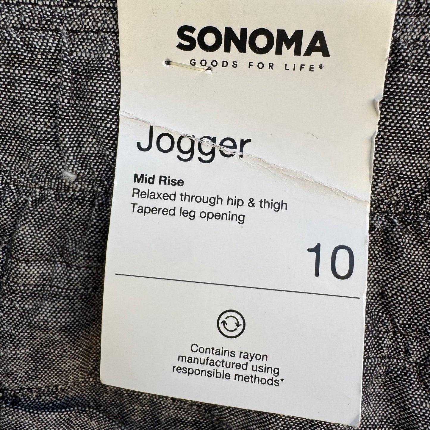 Sonoma Coastal Beachy Linen Utility Cargo Jogger Pants Minimalist Womens 10 NEW