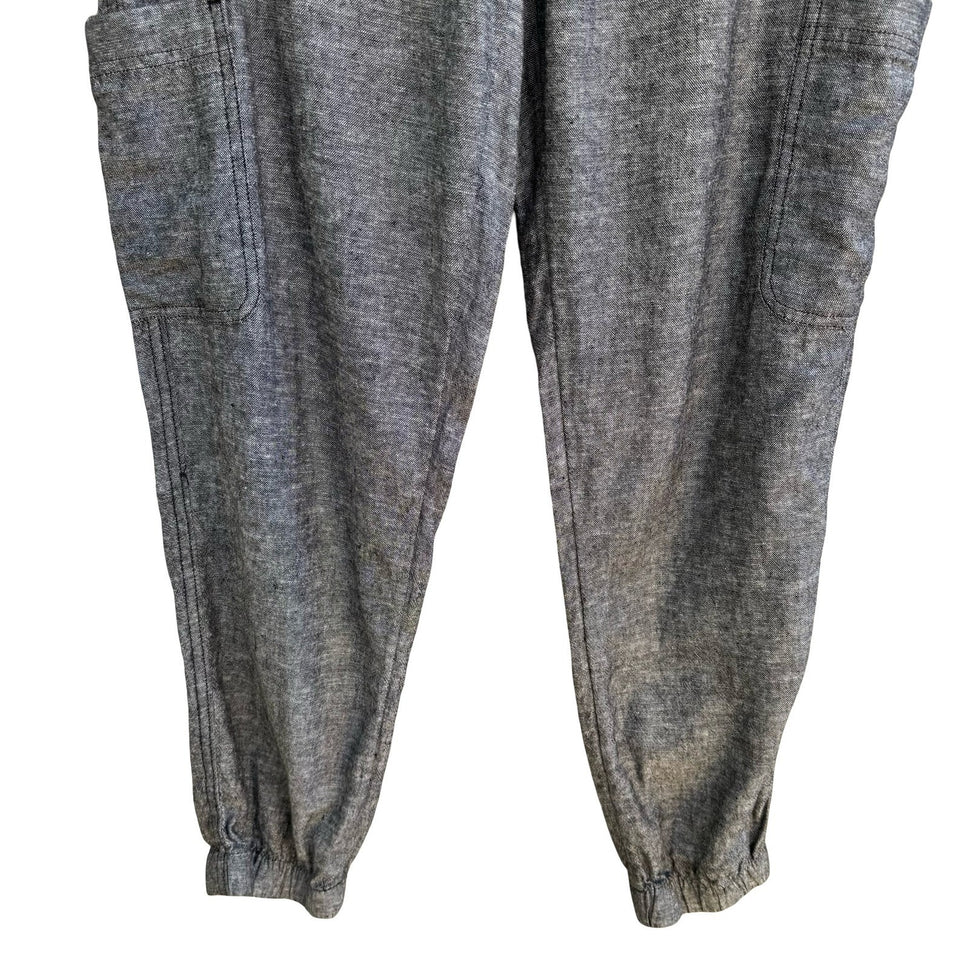 Sonoma Coastal Beachy Linen Utility Cargo Jogger Pants Minimalist Womens 10 NEW