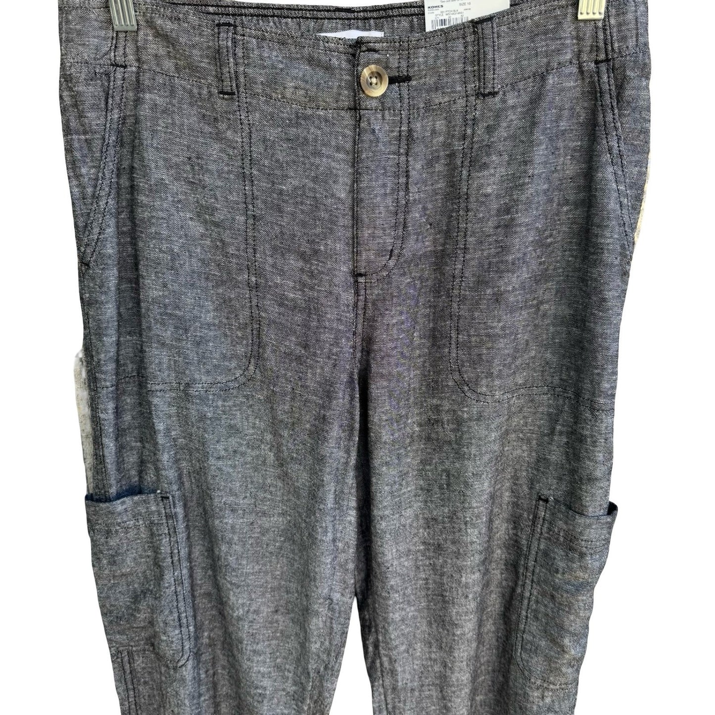 Sonoma Coastal Beachy Linen Utility Cargo Jogger Pants Minimalist Womens 10 NEW