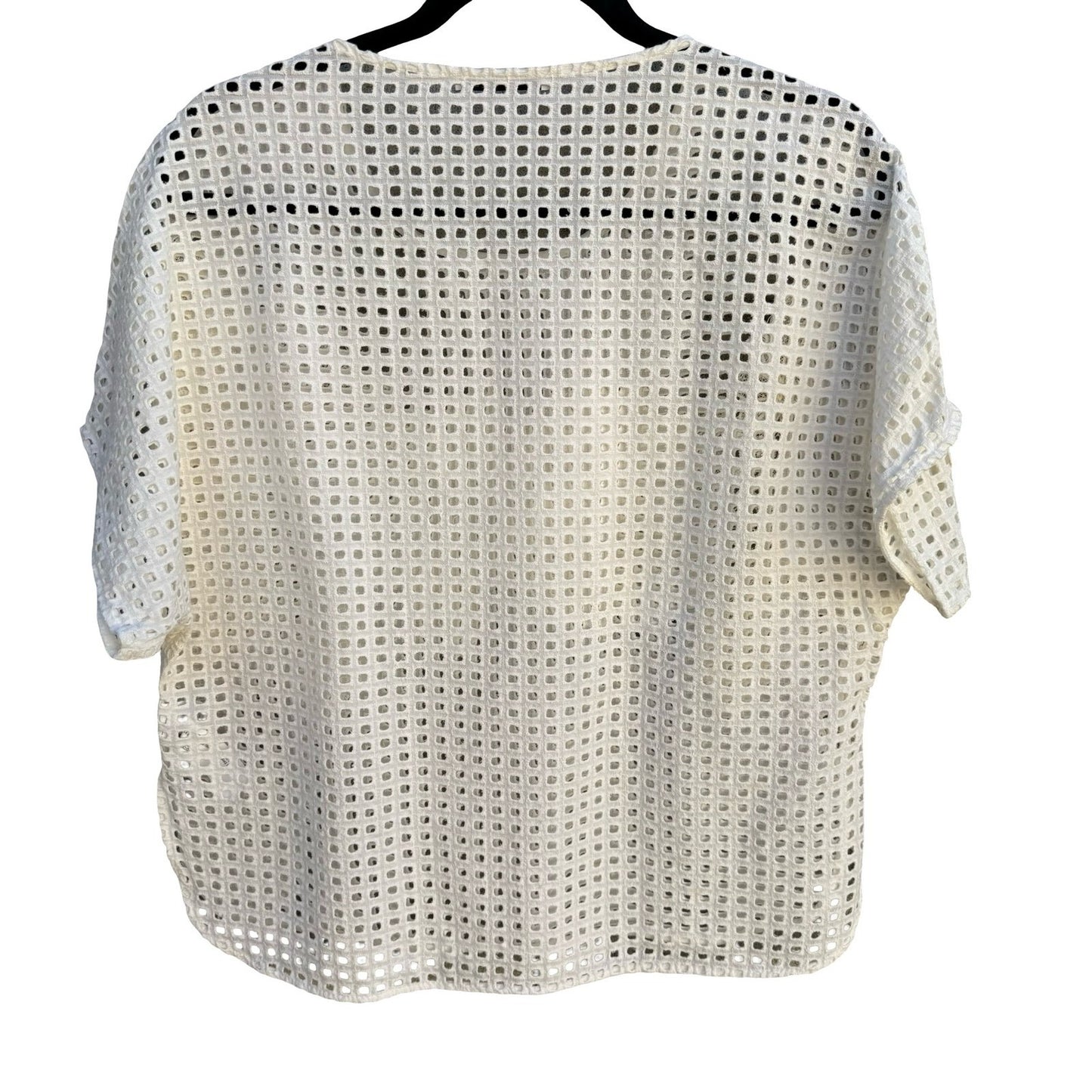 Zara Woman Collection Cream Eyelet Lace Floral Applique Boxy Top Blouse Medium