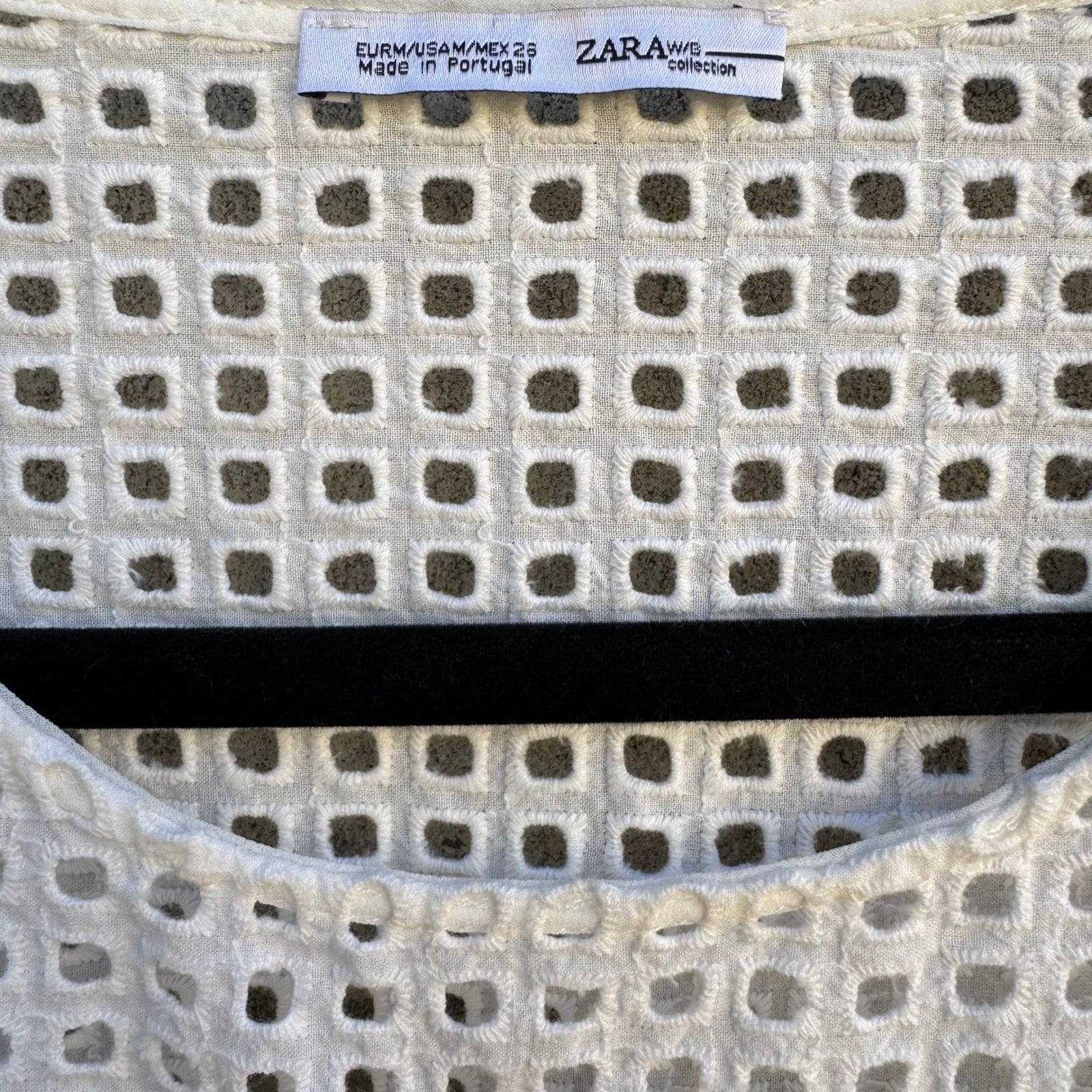 Zara Woman Collection Cream Eyelet Lace Floral Applique Boxy Top Blouse Medium