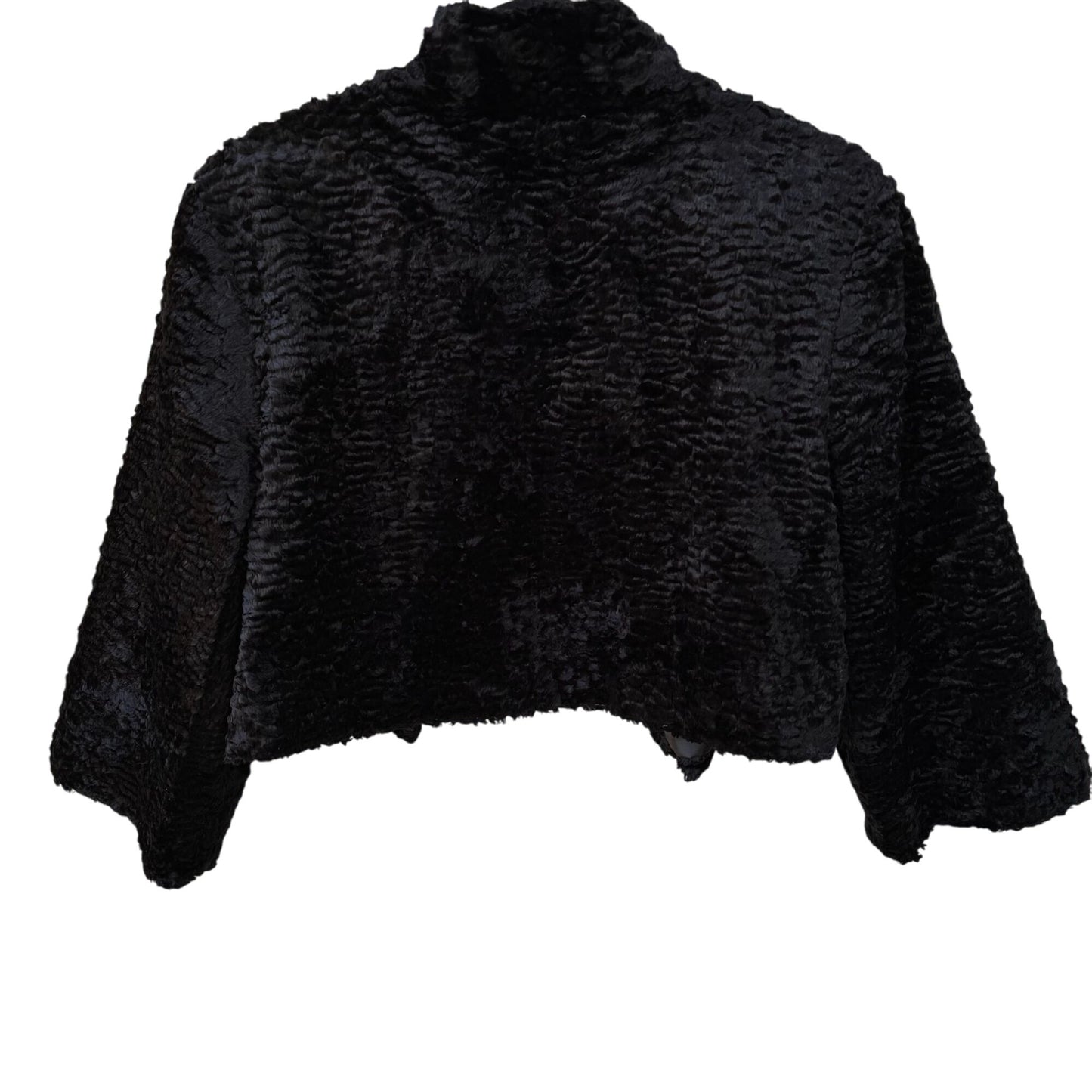 Apostrophe Womens Black Faux Fur Cropped 3/4 Sleeve Evening Bolero Jacket XL