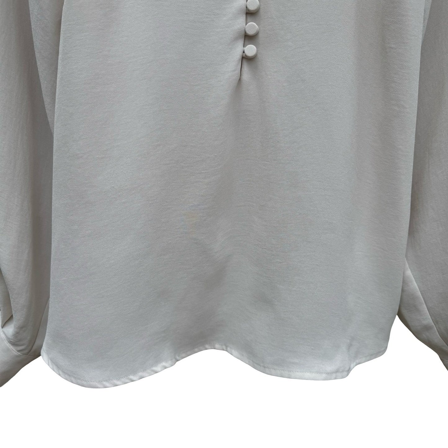 Express Womens S Cream V-Neck Bishop Sleeve Blouse Romantic Coquette Feminine