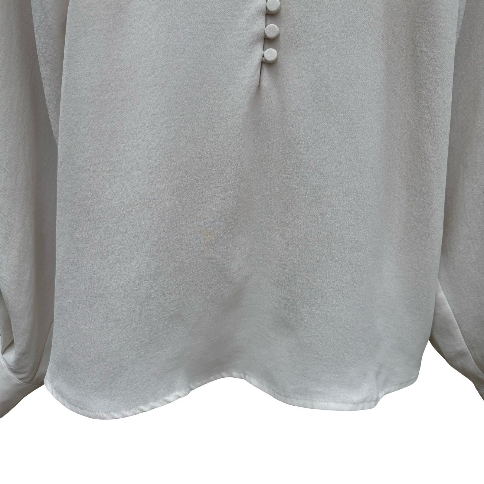 Express Womens S Cream V-Neck Bishop Sleeve Blouse Romantic Coquette Feminine