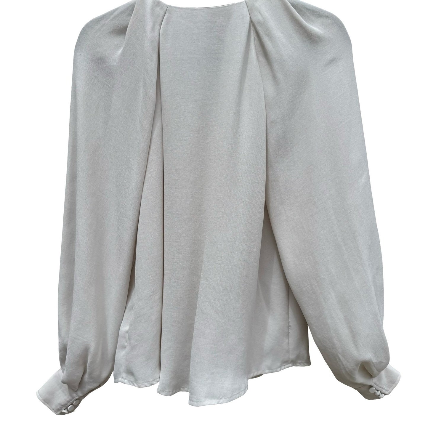 Express Womens S Cream V-Neck Bishop Sleeve Blouse Romantic Coquette Feminine