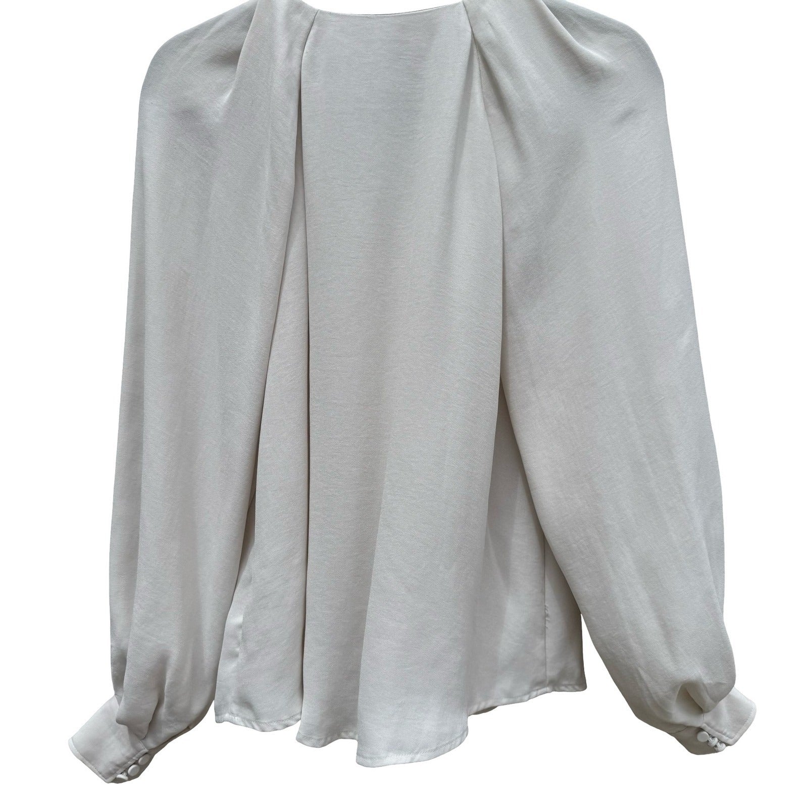 Express Womens S Cream V-Neck Bishop Sleeve Blouse Romantic Coquette Feminine