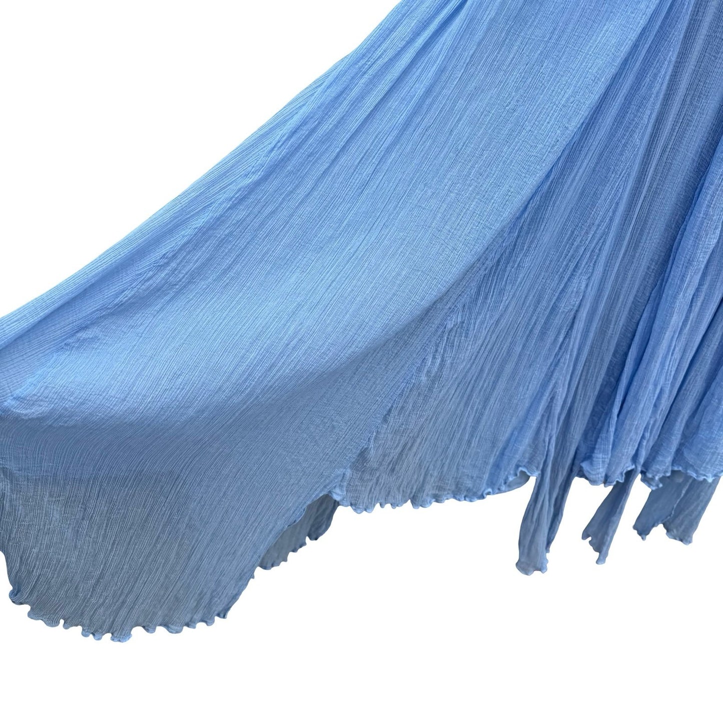 BHLDN Anthropologie Lola Blue Crinkle Gauze Chiffon Midi Dress XL Fairy Boho