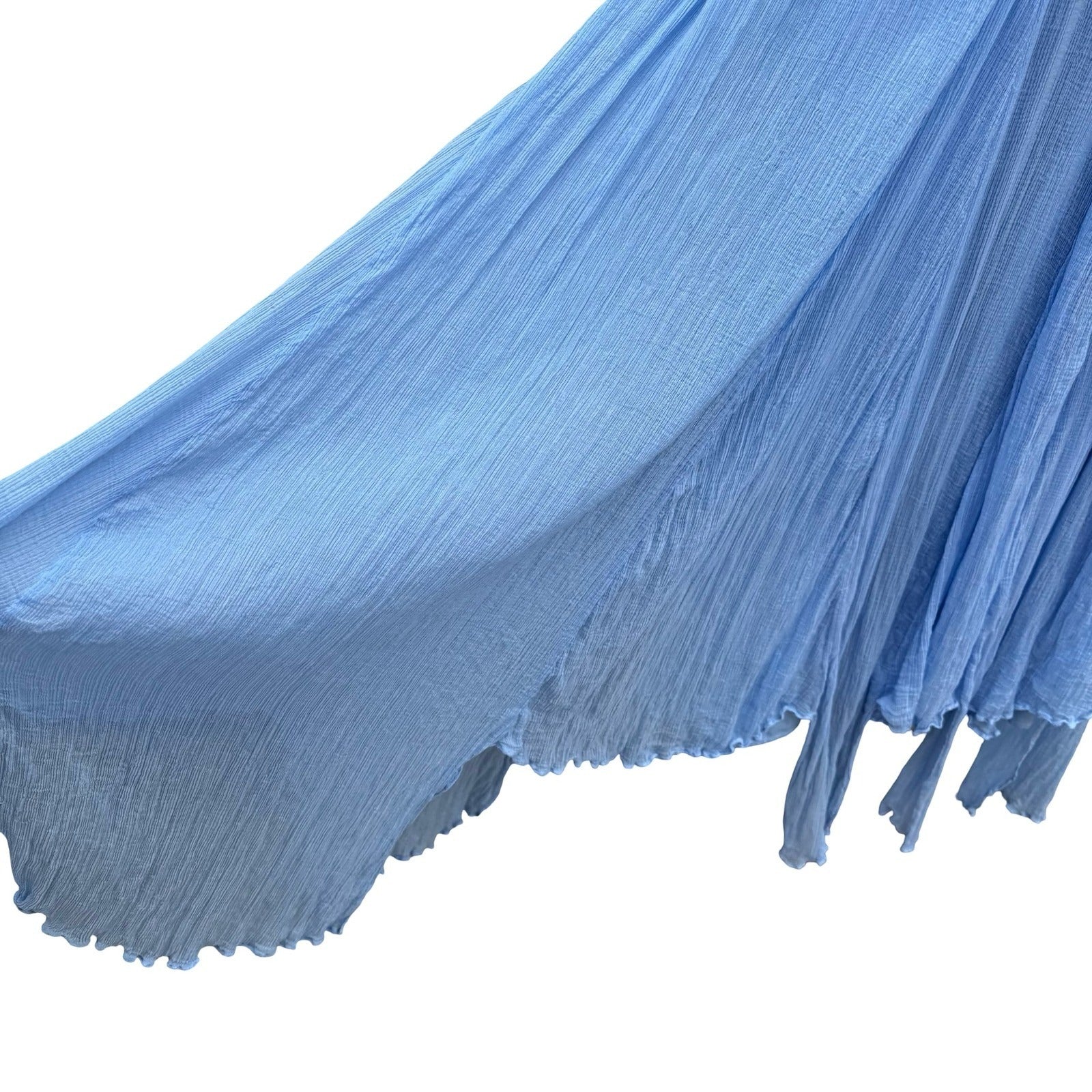 BHLDN Anthropologie Lola Blue Crinkle Gauze Chiffon Midi Dress XL Fairy Boho