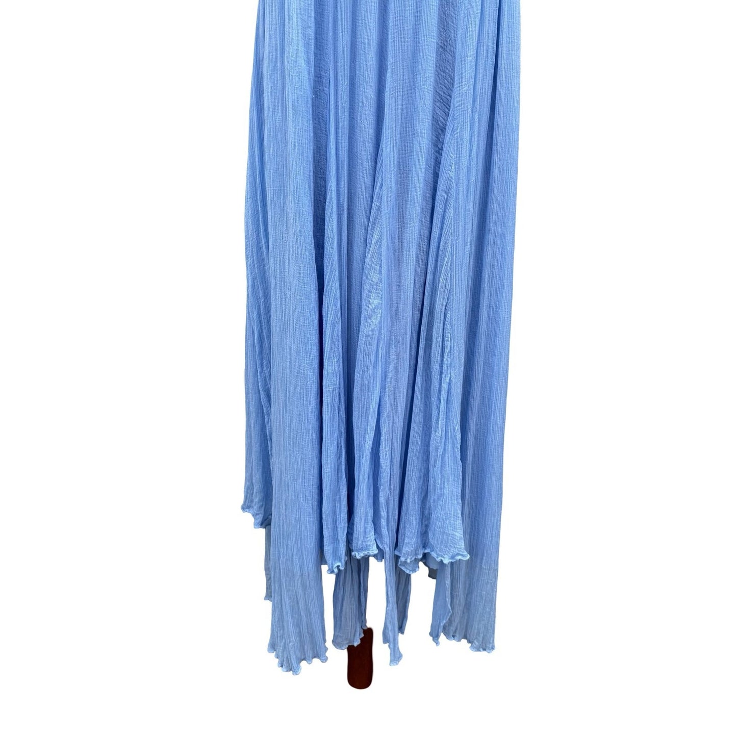 BHLDN Anthropologie Lola Blue Crinkle Gauze Chiffon Midi Dress XL Fairy Boho