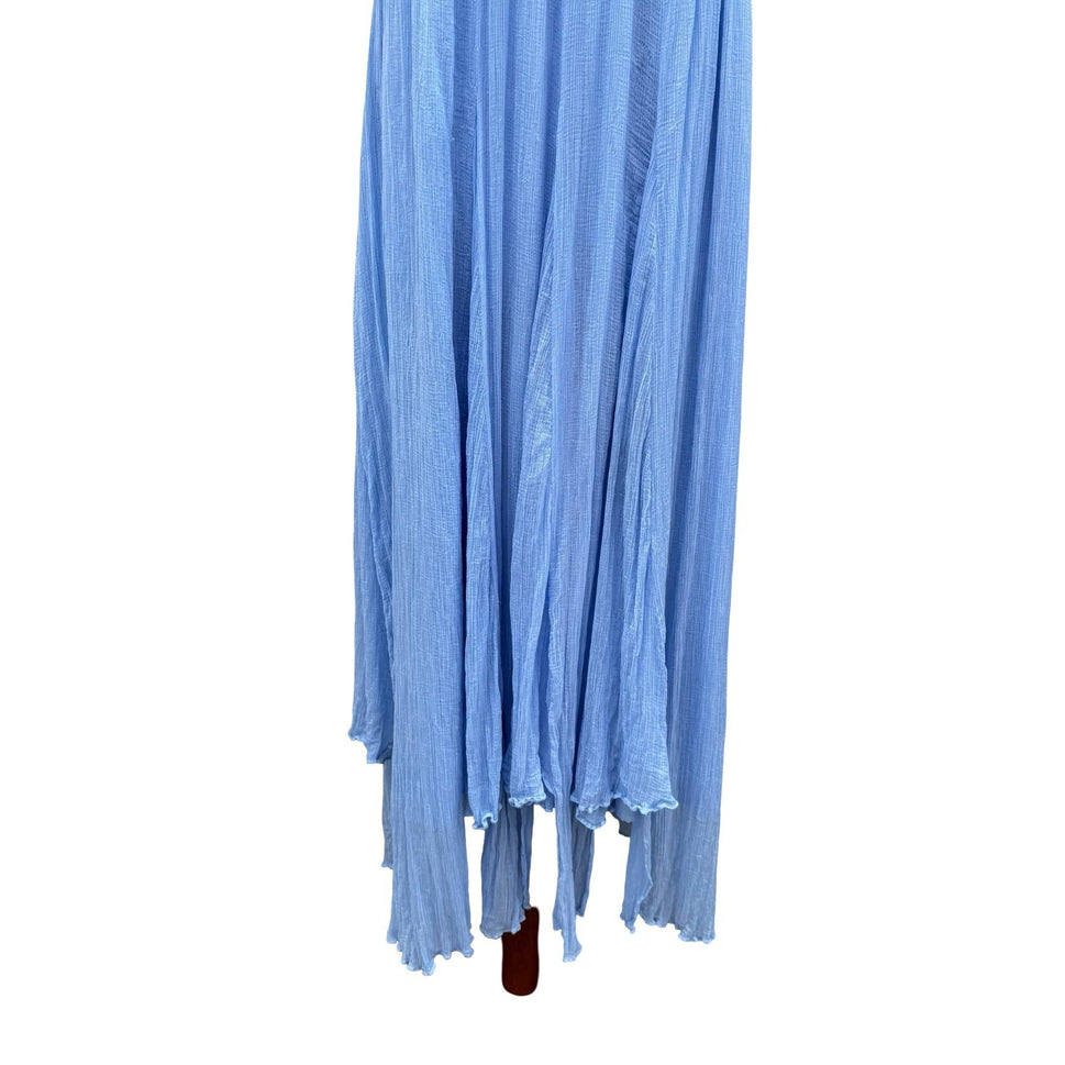 BHLDN Anthropologie Lola Blue Crinkle Gauze Chiffon Midi Dress XL Fairy Boho