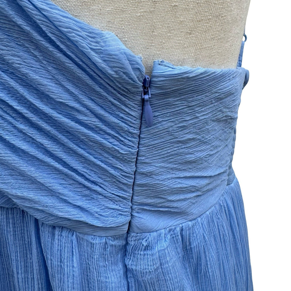 BHLDN Anthropologie Lola Blue Crinkle Gauze Chiffon Midi Dress XL Fairy Boho