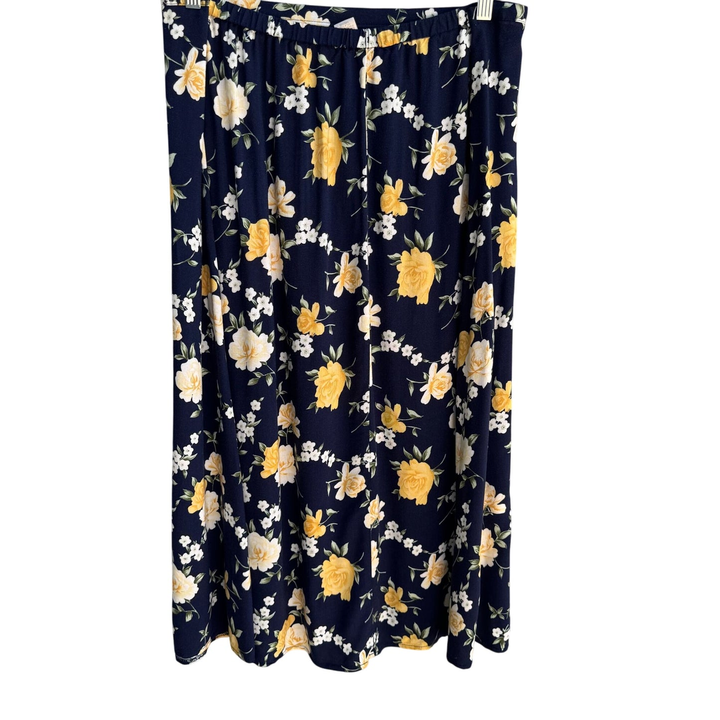 Capistrano Essentials Vintage Womens Navy Flowy Floral Midi Full Skirt 26/28