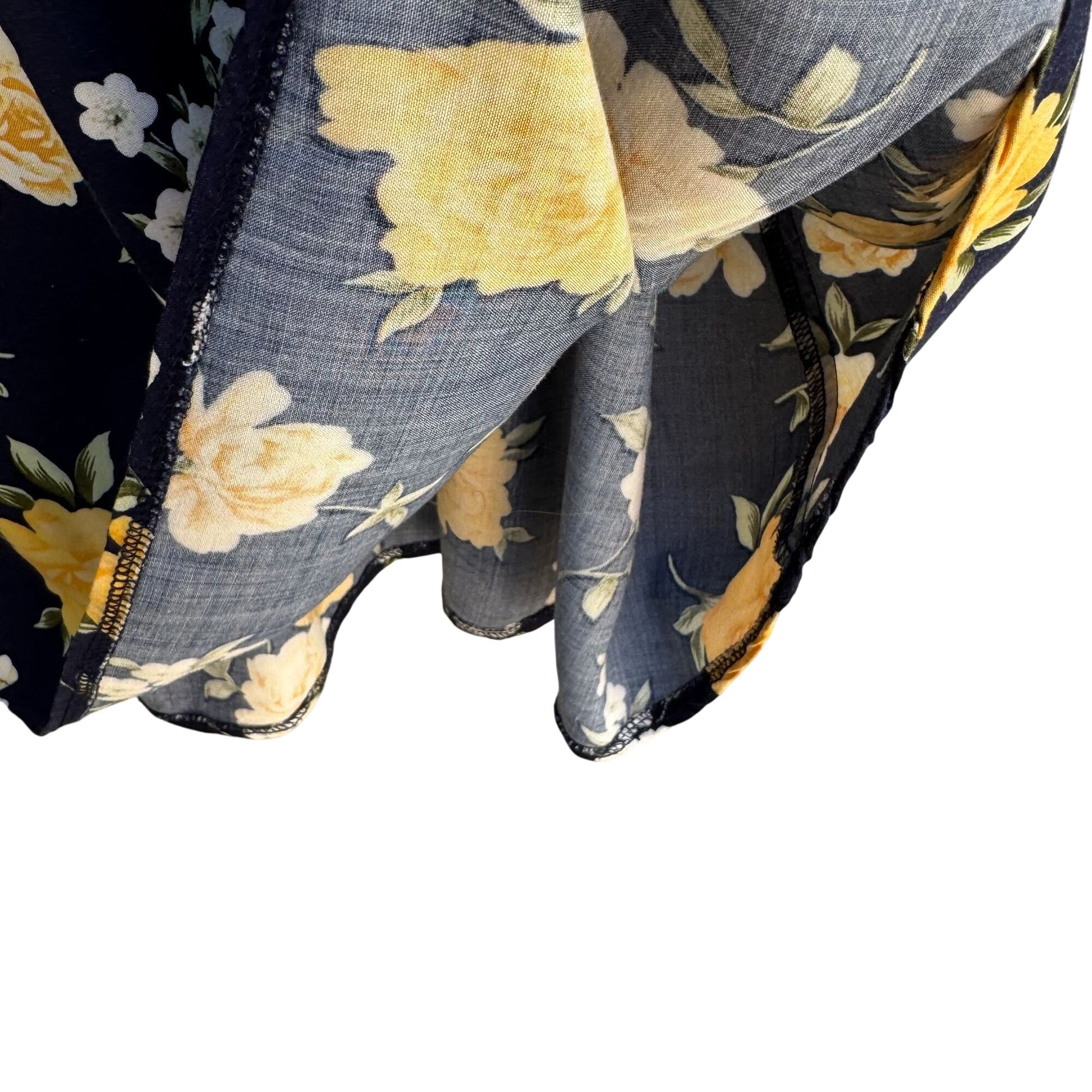 Capistrano Essentials Vintage Womens Navy Flowy Floral Midi Full Skirt 26/28