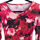 Switch Vintage Y2K Dark Floral Beaded 3/4 Sleeve Scoop Neck Top Red Pink Black Size M 3 image