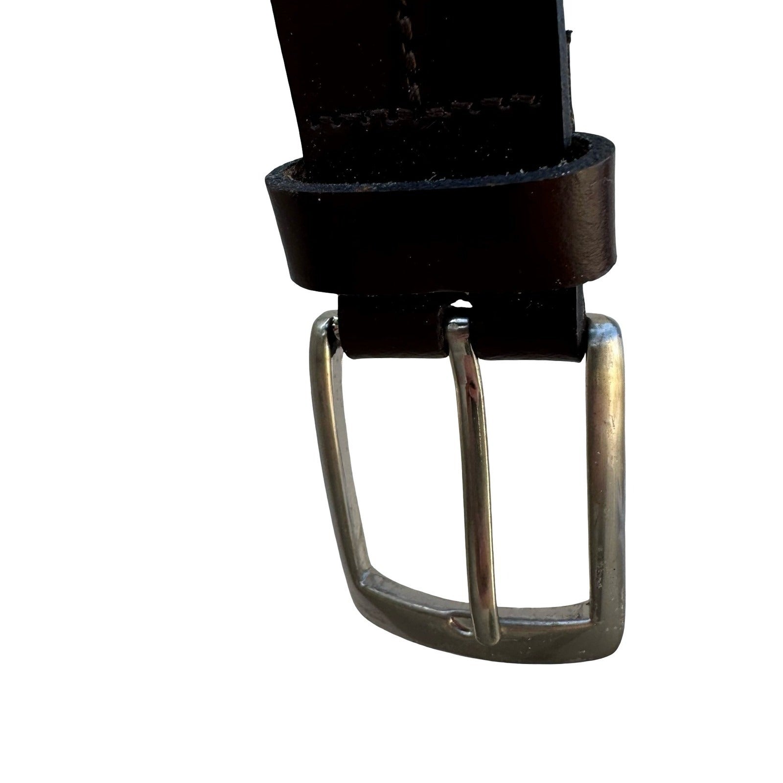 Mens Large Brown Genuine Leather Belt Silver Buckle Made in Guatemala Casual