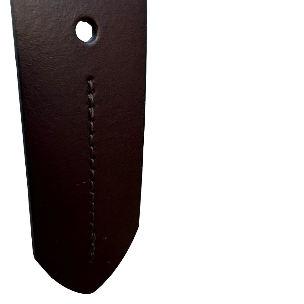 Mens Large Brown Genuine Leather Belt Silver Buckle Made in Guatemala Casual