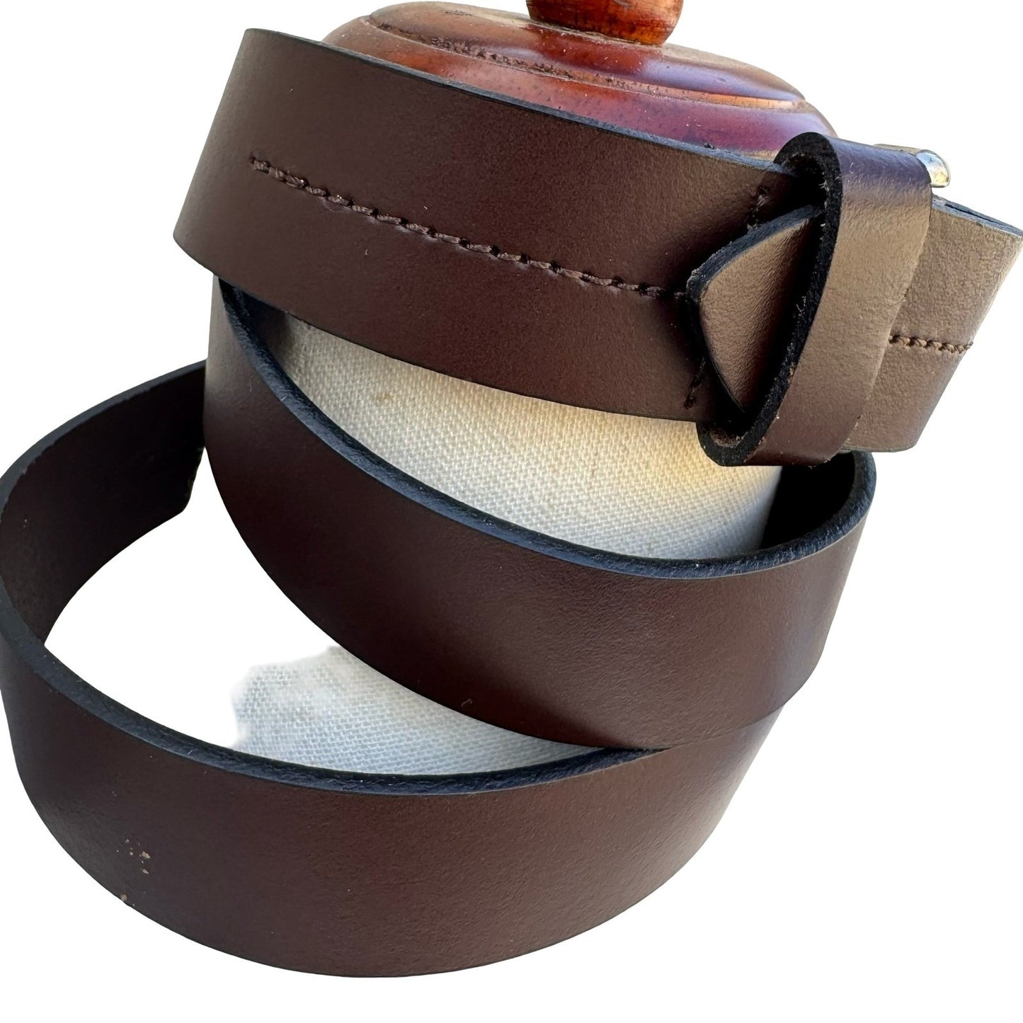 Mens Large Brown Genuine Leather Belt Silver Buckle Made in Guatemala Casual