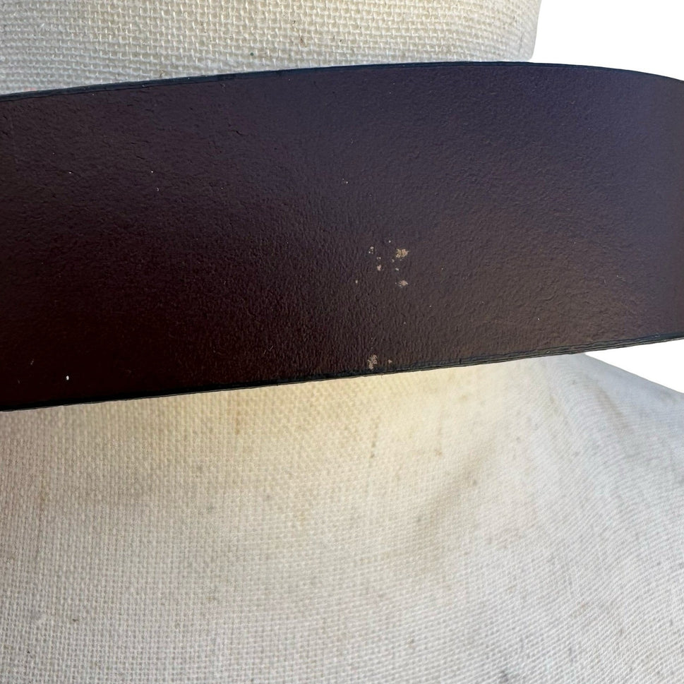 Mens Large Brown Genuine Leather Belt Silver Buckle Made in Guatemala Casual