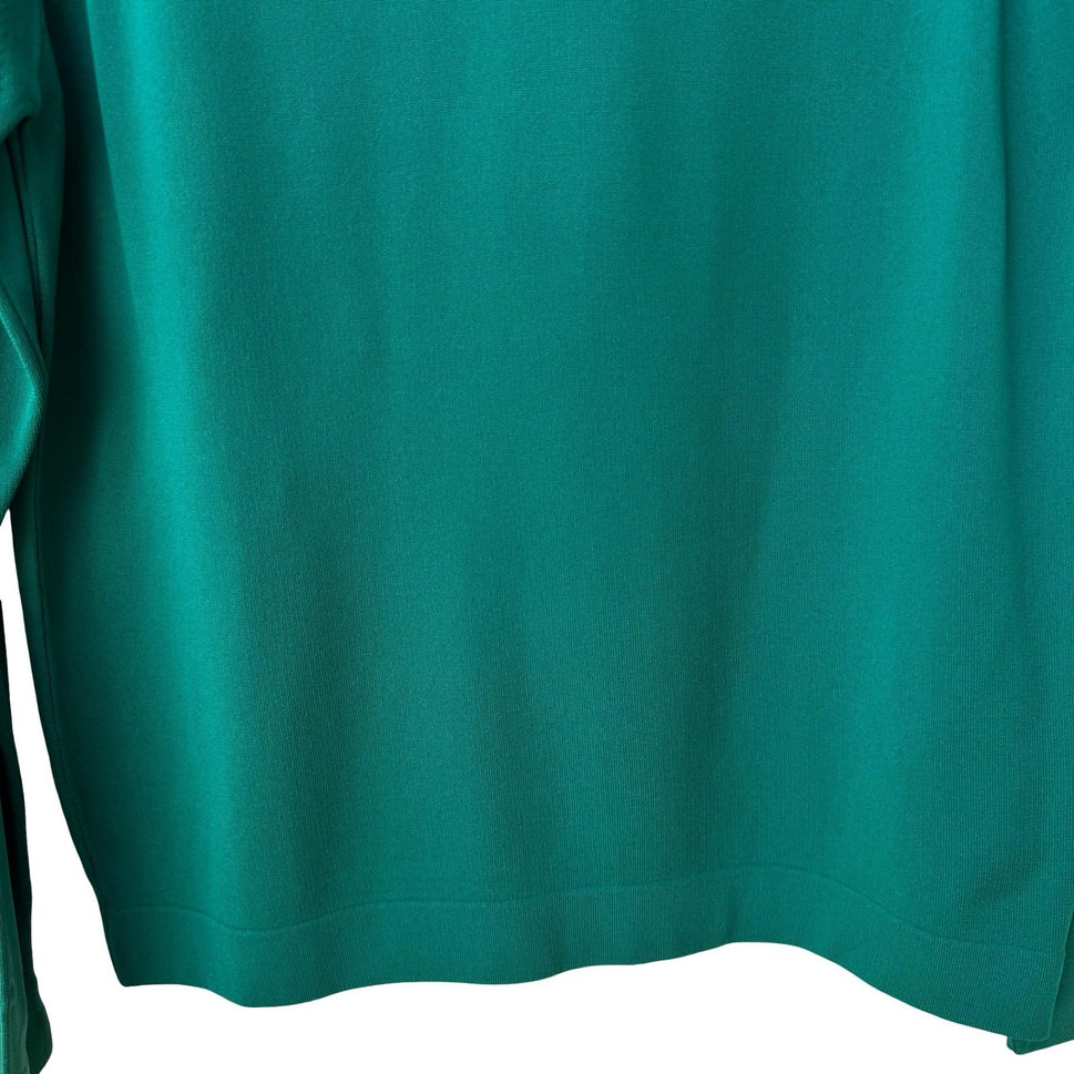 Vintage 70s Emerald Green V-Neck Raglan Sleeve Fine Knit Sweater Womens Small