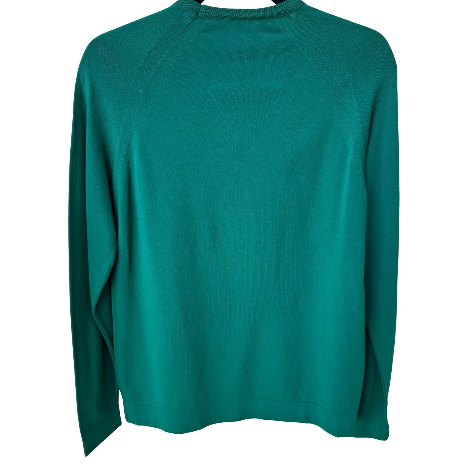 Vintage 70s Emerald Green V-Neck Raglan Sleeve Fine Knit Sweater Womens Small