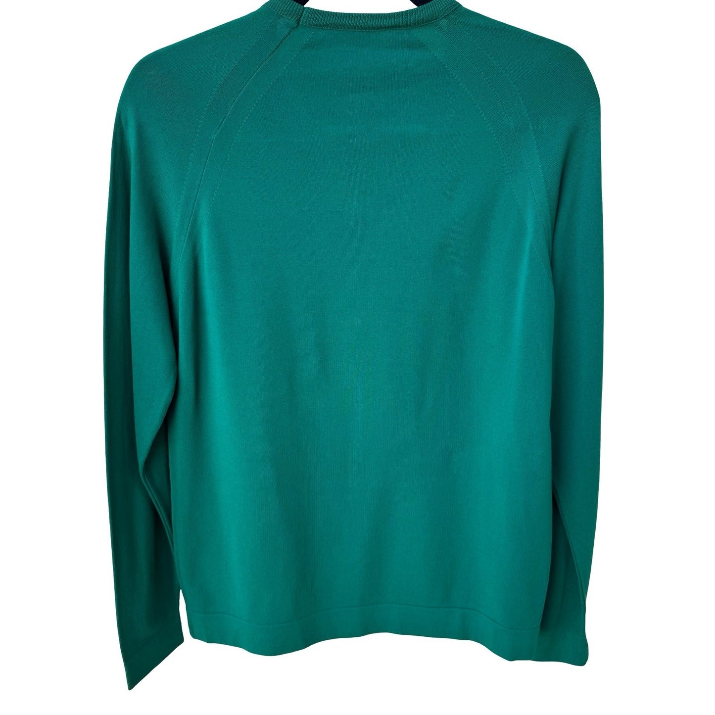 Vintage 70s Emerald Green V-Neck Raglan Sleeve Fine Knit Sweater Womens Small