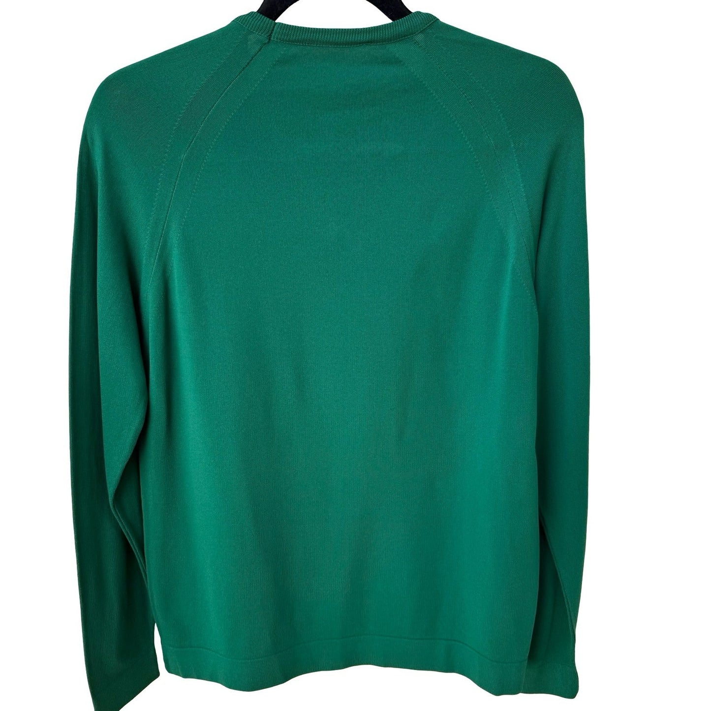 Vintage 70s Emerald Green V-Neck Raglan Sleeve Fine Knit Sweater Womens Small
