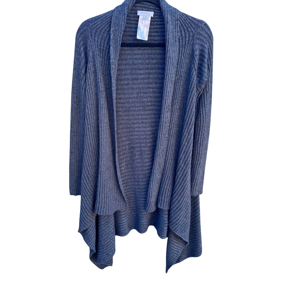 Skinnygirl Womens Draped Front Ribbed Open Front Knit Cardigan Sweater Grey S