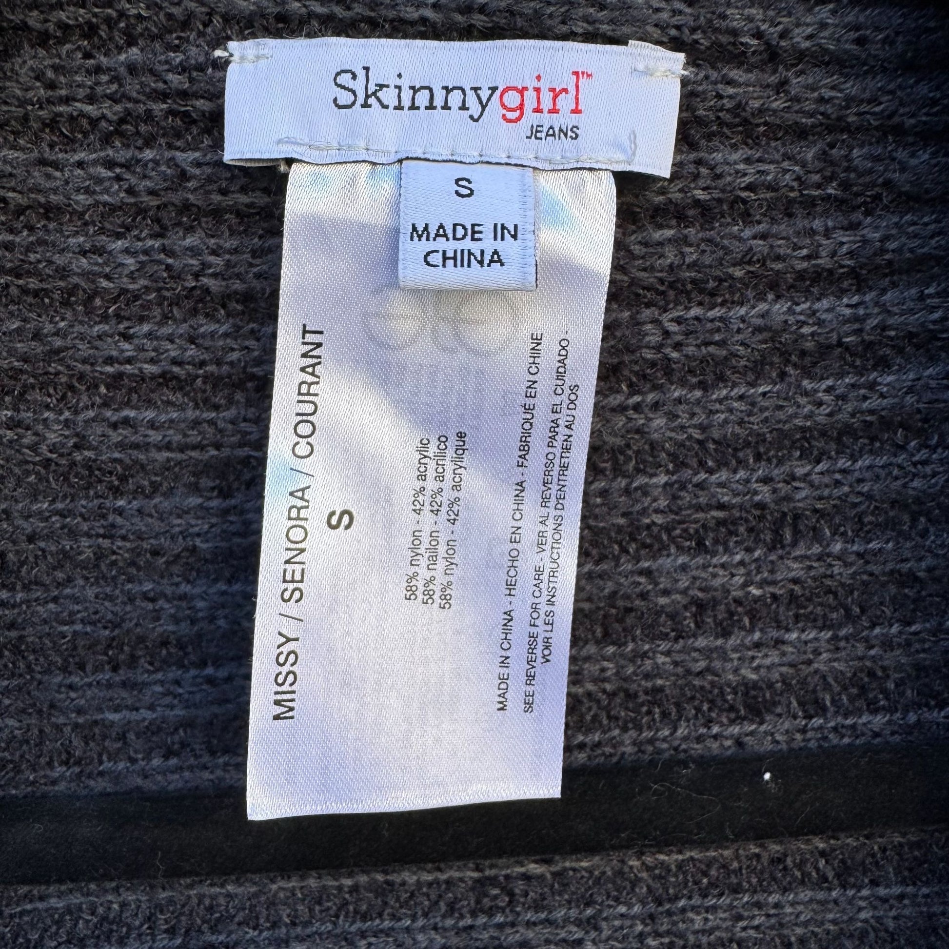 Skinnygirl Womens Draped Front Ribbed Open Front Knit Cardigan Sweater Grey S