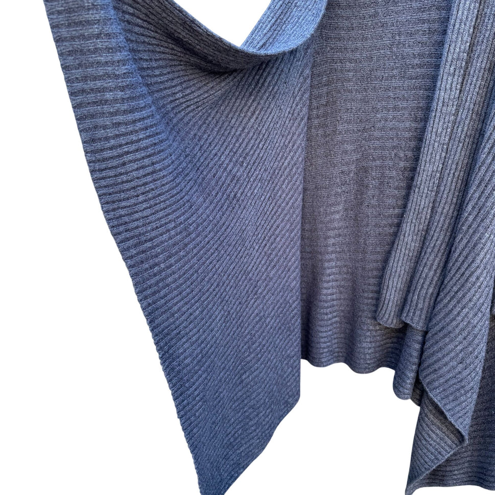 Skinnygirl Womens Draped Front Ribbed Open Front Knit Cardigan Sweater Grey S