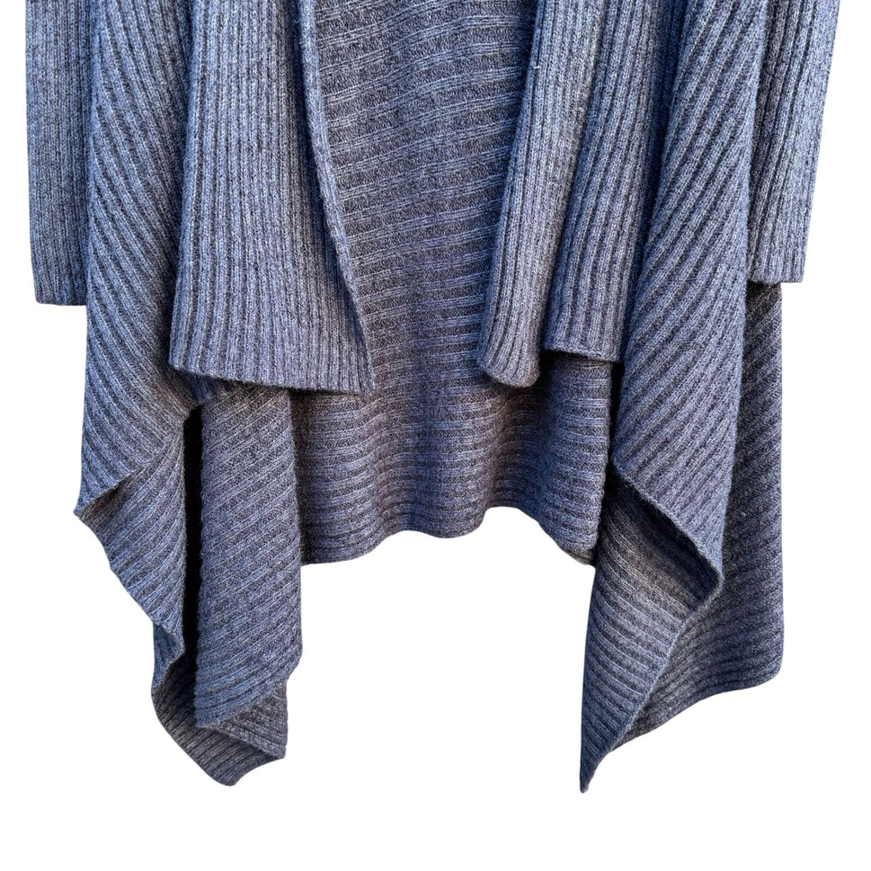 Skinnygirl Womens Draped Front Ribbed Open Front Knit Cardigan Sweater Grey S