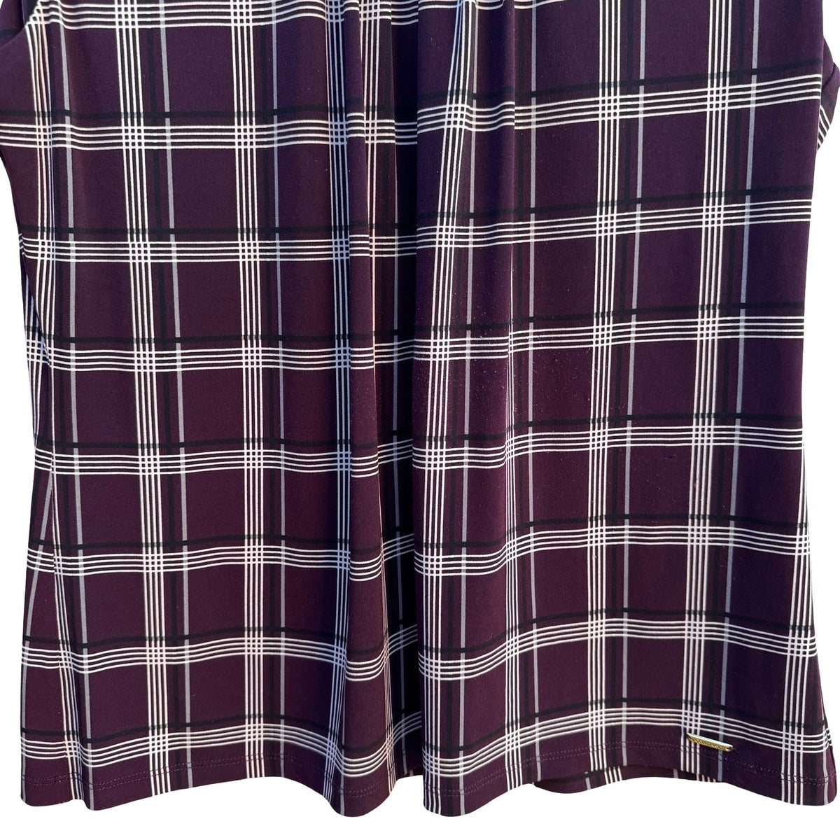 Calvin Klein Plaid Pleated Neck Dark Academia Professional Sleeveless Blouse L