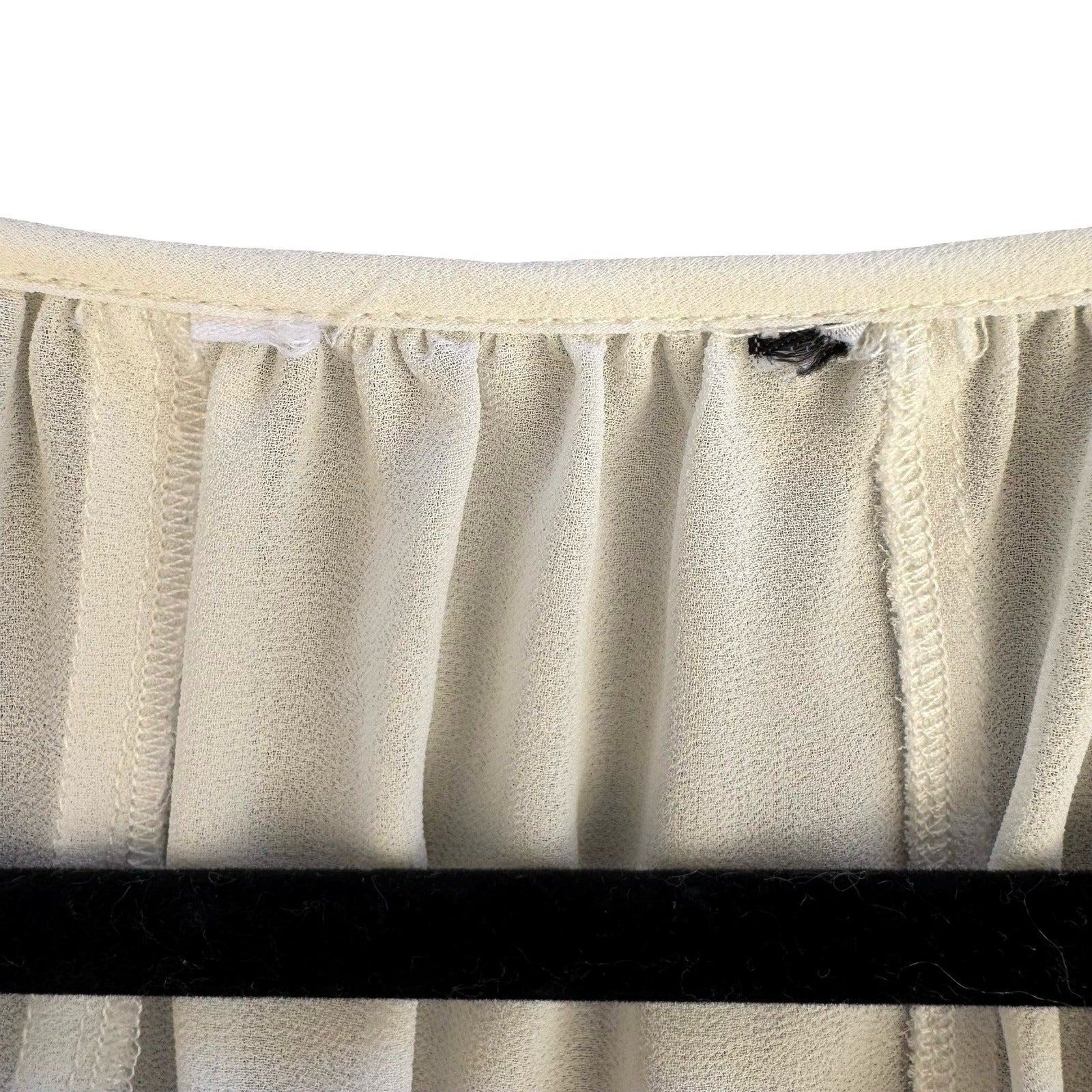 Ethereal Cream Airy Sheer Peasant Blouse Chiffon Tie Hem Boho Coastal Romantic