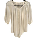 Switch Ethereal Cream Airy Sheer Peasant Blouse Chiffon Tie Hem Boho Coastal Romantic 3 image