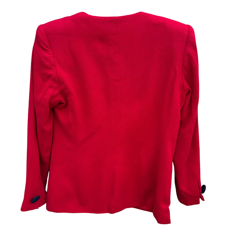 Kasper ASL Vintage Wool Red Button-Up Blazer Jacket Womens 2 Preppy Professional
