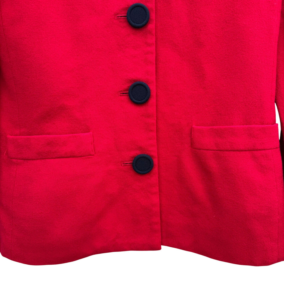 Kasper ASL Vintage Wool Red Button-Up Blazer Jacket Womens 2 Preppy Professional