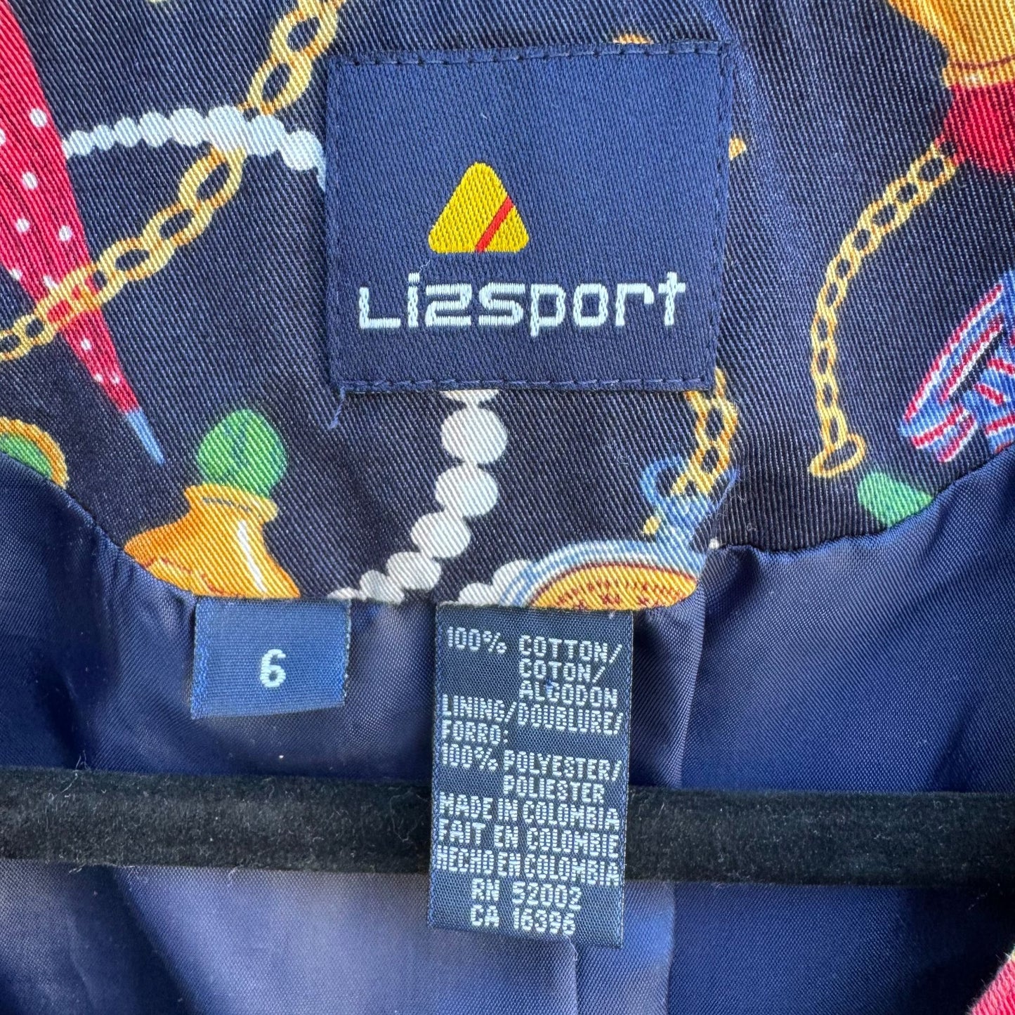 LizSport Vintage Womens Colorful Cropped Chain Trinket Print Gold Button Vest 6