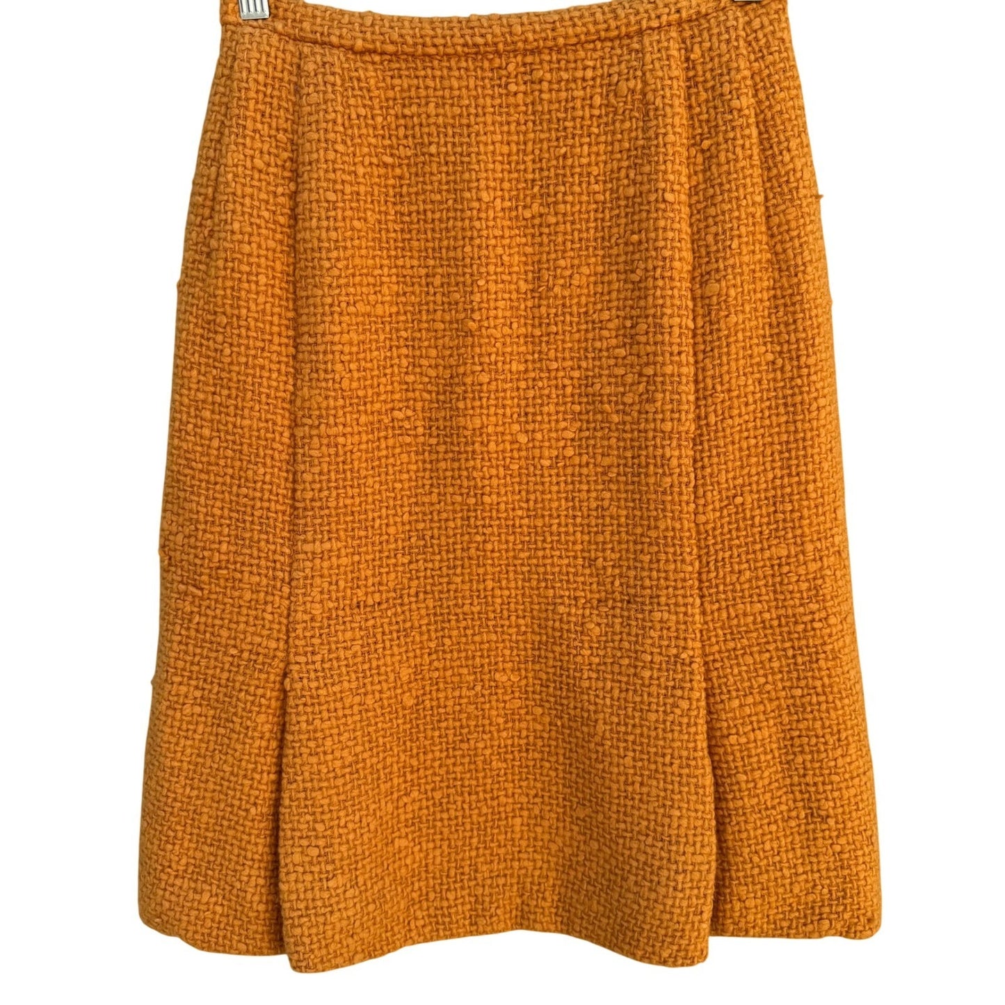 Eres Couture Vintage Orange Boucle Wool Tweed Pencil Skirt Side Talon Zipper XS