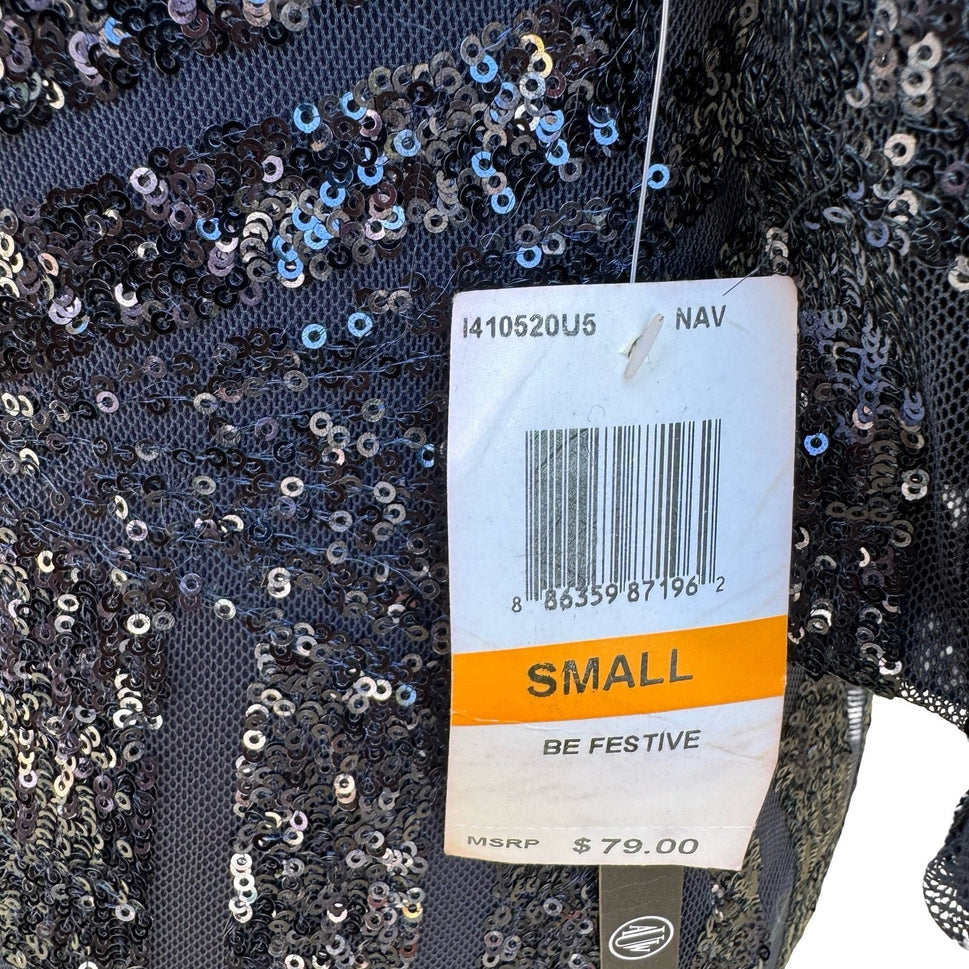 As U Wish Glam Sequin Shimmer Bodycon Dress Cocktail Art Deco Gatsby Navy S NEW