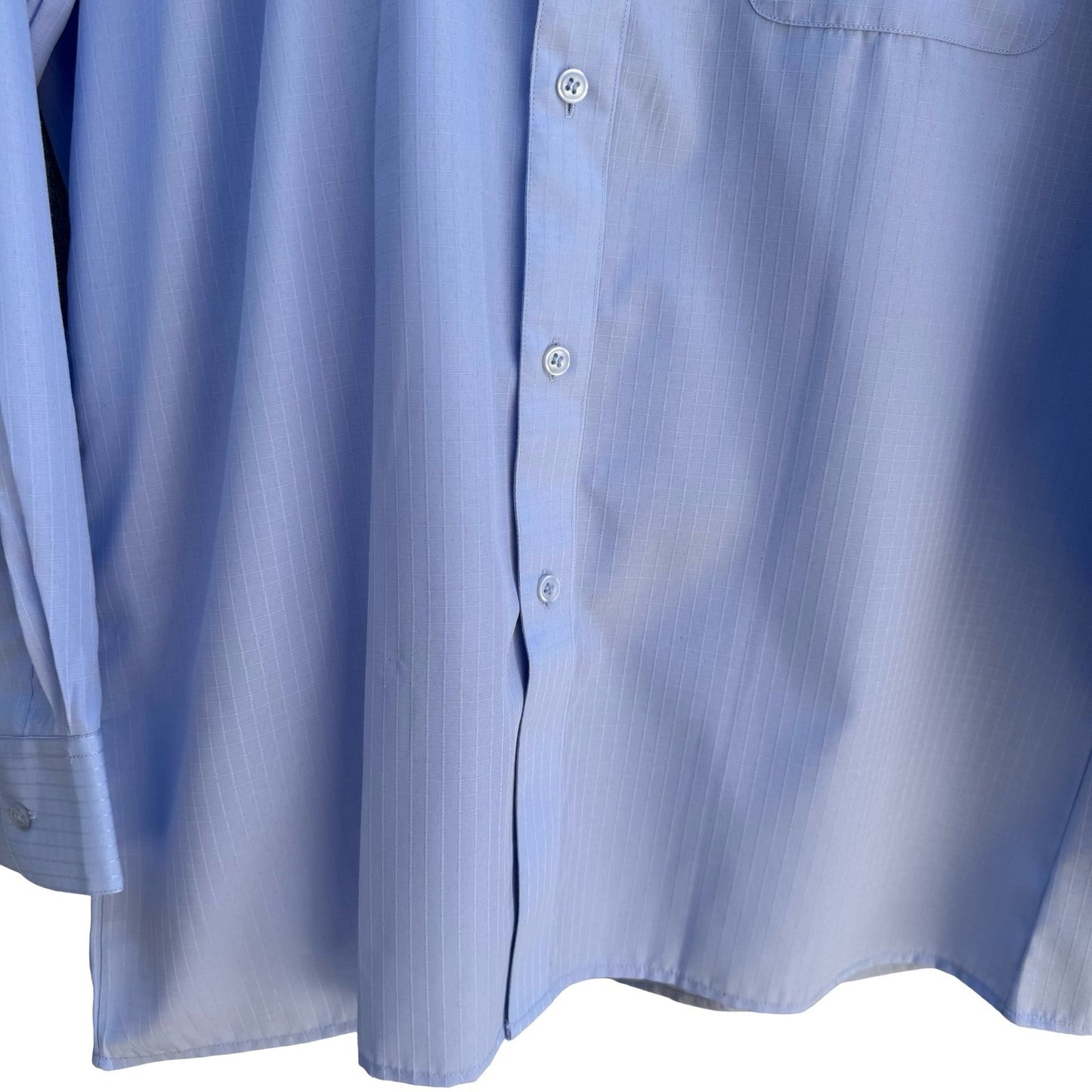 Monticerutti Preppy Minimalist Textured Grid Dress Shirt Pastel Blue Deadstock M