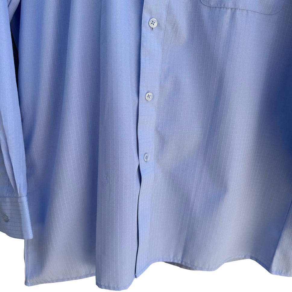 Monticerutti Preppy Minimalist Textured Grid Dress Shirt Pastel Blue Deadstock M
