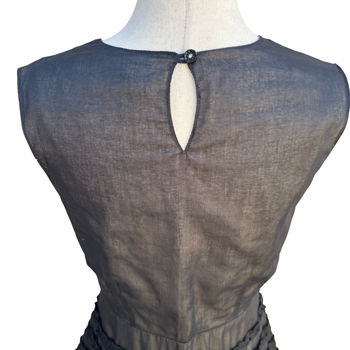 Odille Anthropologie Black Tiered Ruffle Sleeveless Midi Dress Size 6 Victorian