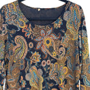Switch Womens Textured Knit 3/4 Sleeve Paisley Floral Scoop Neck Top Multicolor Boho 3 image
