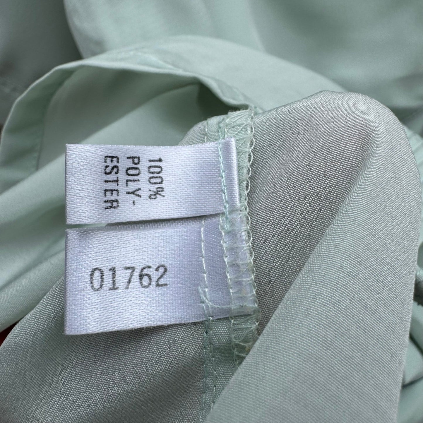 Mario Rosella Pastel Green Pleated Short Sleeve Blouse Collarless Minimalist