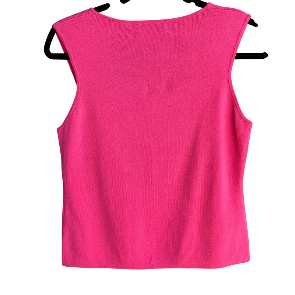 Joseph A Sleeveless Fuchsia Knit Square Neckline Sleeveless Blouse Top New L
