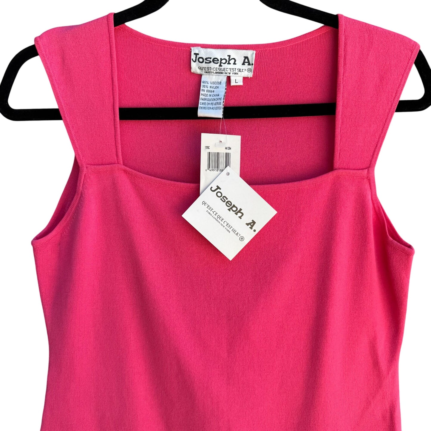 Joseph A Sleeveless Fuchsia Knit Square Neckline Sleeveless Blouse Top New L