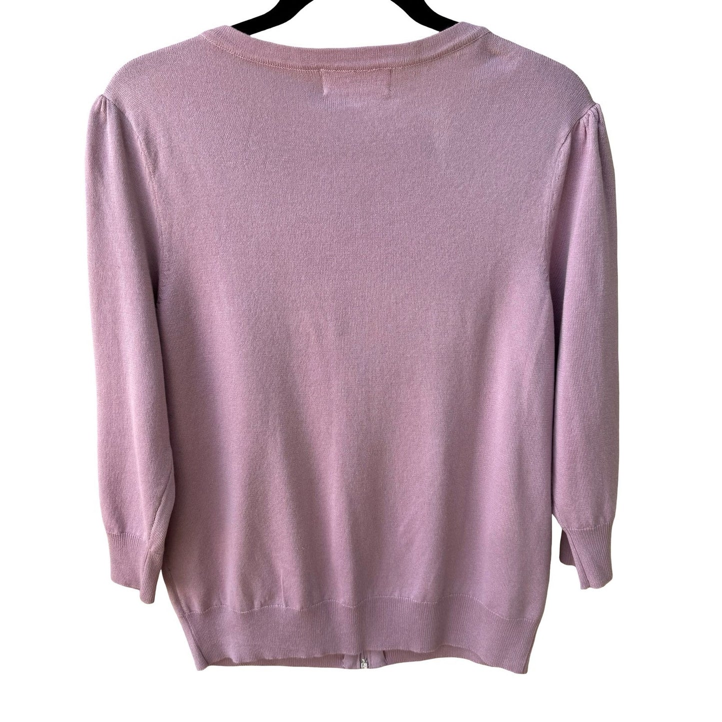 Philosophy Coquette Balletcore Preppy Soft Girl Zip Puff Sleeve Cardigan Sweater