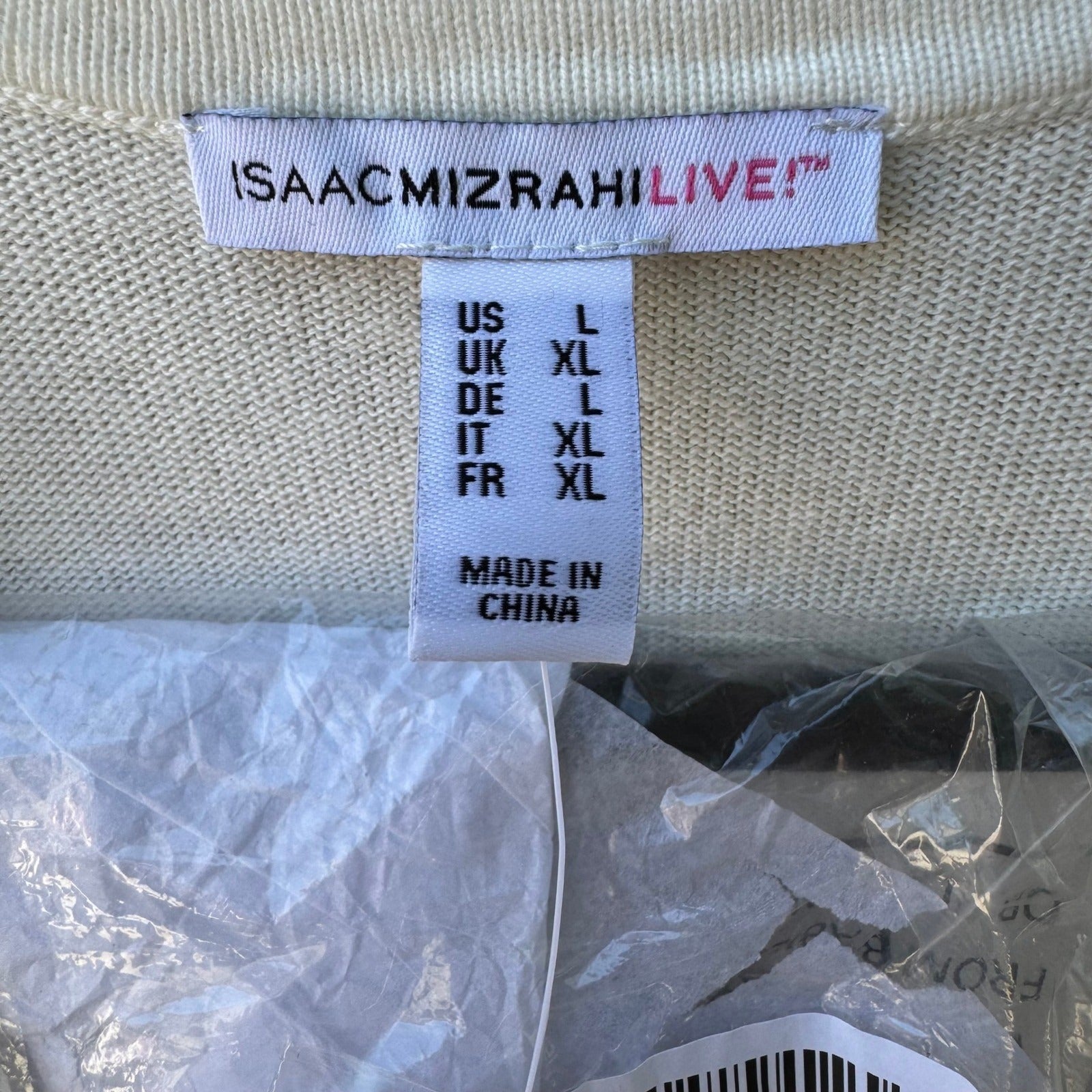 Isaac Mizrahi Minimalist Capsule Wardrobe Knit Cardigan 3/4 Sleeve Cream L NEW