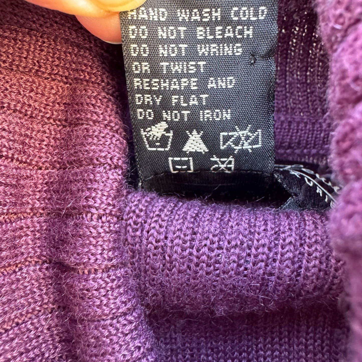 Terry Lewis Vintage Wool Blend Purple Button Cowl Neck Ribbed Knit Sweater S